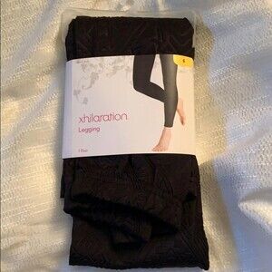 Xhilaration Women’s Size Small Black Patterned Leggings NIP